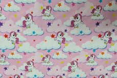 Cotton Jersey Unicorn Stars Roze Cotton Jersey Unicorn Stars Roze