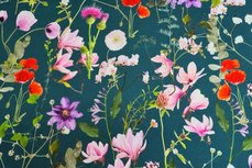 Cotton Jersey Digital Flowers Petrol Cotton Jersey Digital Flowers Petrol