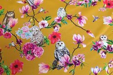 Cotton Jersey Digital Owl Oker Cotton Jersey Digital Owl Oker