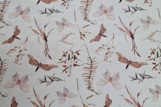 Cotton Jersey Leaf & Butterfly Off White Cotton Jersey Leaf & Butterfly Off White