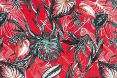 Viscose Stretch woven Flowers Red Viscose Stretch woven Flowers Red