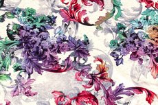 Viscose Jersey Flowers Creme/Fuchsia 3 Viscose Jersey Flowers Creme/Fuchsia 3