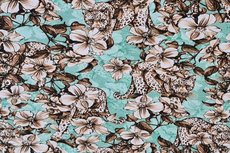 Cotton Jersey Digital Cheetah Flowers Mint Cotton Jersey Digital Cheetah Flowers Mint