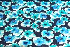 Cotton Jersey Digital Flowers Aqua Cotton Jersey Digital Flowers Aqua