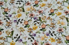Viscose Digital Flowers Twill Off White Viscose Digital Flowers Twill Off White