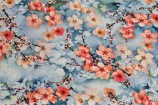 Viscose Digital Flowers Light Blue Viscose Digital Flowers Light Blue