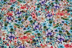 Viscose Jersey Digital Flowers White 02 Viscose Jersey Digital Flowers White 02