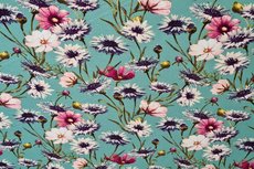 Viscose Jersey Flowers Mint Viscose Jersey Flowers Mint