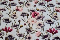 Viscose Jersey Flowers White