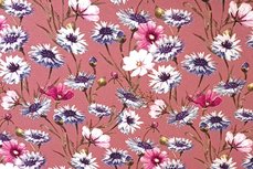 Viscose Jersey Flowers Old Pink