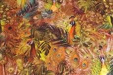 Viscose Jersey Digital Peacock Brick Viscose Jersey Digital Peacock Brick