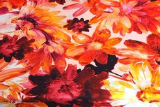 Viscose Jersey Digital Flowers Orange Viscose Jersey Digital Flowers Orange
