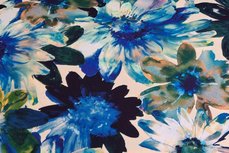 Viscose Jersey Digital Flowers Kobalt Viscose Jersey Digital Flowers Kobalt