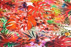 Viscose Jersey Digital Jungle Flowers Red Viscose Jersey Digital Jungle Flowers Red