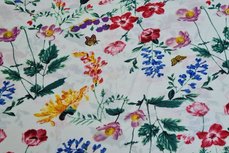 Georgette Digital Flowers White Georgette Digital Flowers White
