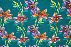 Cotton Jersey Digital Flowers Petrol 1 Cotton Jersey Digital Flowers Petrol 1