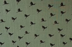 Viscose Stretch woven Birds Khaki Viscose Stretch woven Birds Khaki