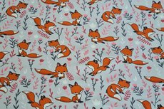 Cotton Jersey Fox & Flowers Light Grey Cotton Jersey Fox & Flowers Light Grey