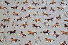 French Terry Digital Horses Grey French Terry Digital Horses Grey