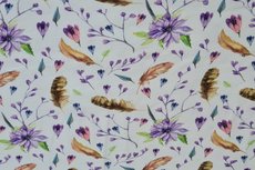 Cotton Jersey Leaf & Feather Off White Cotton Jersey Leaf & Feather Off White
