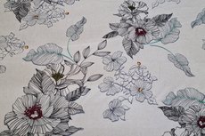 Linnen Viscose Flowers Beige Linnen Viscose Flowers Beige