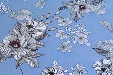 Linnen Viscose Flowers Light Blue Linnen Viscose Flowers Light Blue