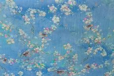 Linnen Viscose Digital Flower&Bird Light Blue Linnen Viscose Digital Flower&Bird Light Blue