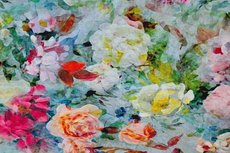 Linnen Viscose Digital Roses Linnen Viscose Digital Roses