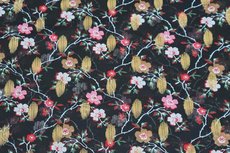 Chiffon Goldfoil Flowers Black Chiffon Goldfoil Flowers Black