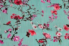 Viscose Stripes&Flowers Apple Green Viscose Stripes&Flowers Apple Green