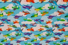 Cotton Jersey Little Planes Aqua Cotton Jersey Little Planes Aqua