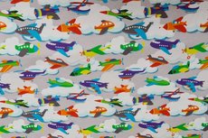 Cotton Jersey Little Planes Grey Cotton Jersey Little Planes Grey
