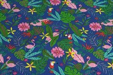 Cotton Jersey Flamingo&Toekan Blue Cotton Jersey Flamingo&Toekan Blue