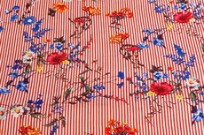 Viscose Stripes&Flowers Orange/Red Viscose Stripes&Flowers Orange/Red
