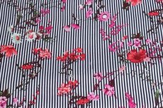 Viscose Stripes&Flowers Navy Viscose Stripes&Flowers Navy