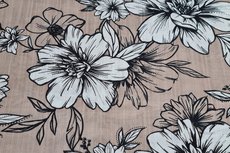 Cotton Viscose Flowers Beige Cotton Viscose Flowers Beige