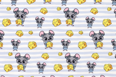 French Terry Mouse Cheese Blue R French Terry Mouse Cheese Blue R