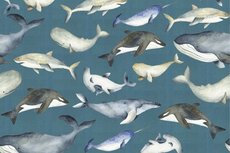 GOTS Cotton Jersey Digital Water Creatures Petrol GOTS Cotton Jersey Digital Water Creatures Petrol