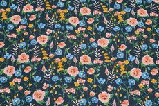 GOTS Cotton Jersey Digital Flowers Navy 1 GOTS Cotton Jersey Digital Flowers Navy 1