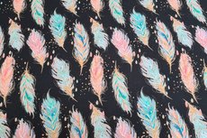 GOTS French Terry/Sweat Digital Feathers Black GOTS French Terry/Sweat Digital Feathers Black