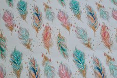 GOTS French Terry/Sweat Digital Feathers White GOTS French Terry/Sweat Digital Feathers White
