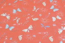 Cotton Jersey Butterfly & Feathers Orange/Coral Cotton Jersey Butterfly & Feathers Orange/Coral