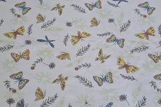 Cotton Jersey Butterfly & Feathers White Cotton Jersey Butterfly & Feathers White