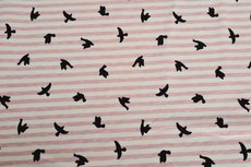 Cotton Jersey Stripes & Birds Lichtroze Cotton Jersey Stripes & Birds Lichtroze