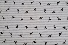 Cotton Jersey Stripes & Birds Light Grey Cotton Jersey Stripes & Birds Light Grey