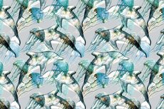 Cotton Jersey Digital Dolphin Blue Cotton Jersey Digital Dolphin Blue