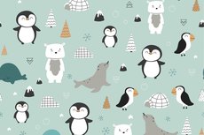 Cotton Jersey Arctic Party Light Mint Cotton Jersey Arctic Party Light Mint