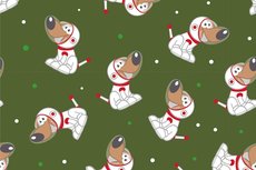 Cotton Jersey Space Dogs Green Cotton Jersey Space Dogs Green