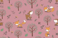 Cotton Jersey Little Fox & Bambi Stone Red Cotton Jersey Little Fox & Bambi Stone Red