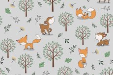 Cotton Jersey Little Fox & Bambi Light Grey Cotton Jersey Little Fox & Bambi Light Grey